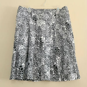 Kim Rogers Black & White Floral Contrast Flare Panel Skirt Plus Size 18